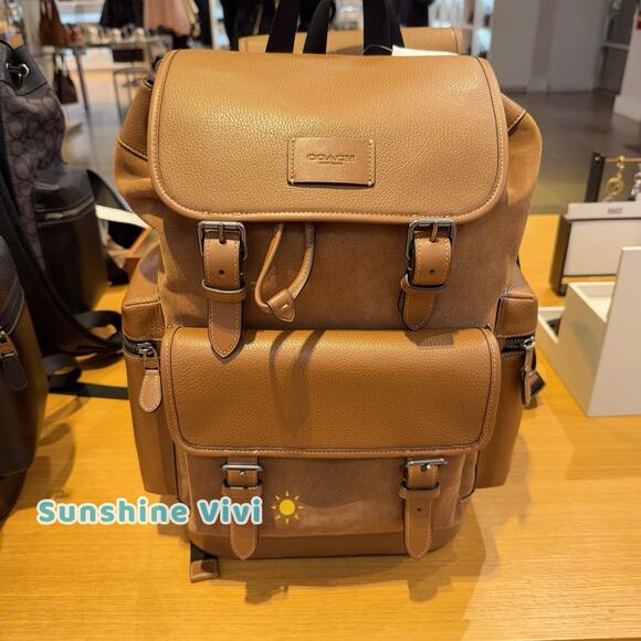 NWT Coach MEN's Sprint Backpack CCG12 suede 2025 Fall🔥🔥 Cognac/Sienna - Picture 7 of 12